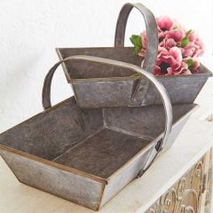 Cottage Metal Bin Basket Set of 2