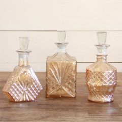 Satine Glass Bottles With Stoppers Set of 3