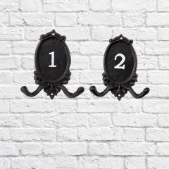Numbered Iron Wall Hooks Set of 2