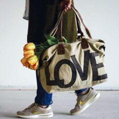 Appliqued Love Canvas Handbag