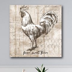 Hen And Rooster Canvas Art