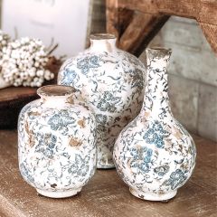 Patterned Ceramic Bud Vase Set of 3