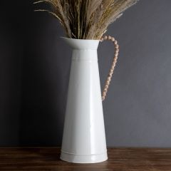 Modern Farmhouse Pitcher With Wood Bead Handle