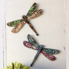Wooden Dragonfly Wall Art Set of 2