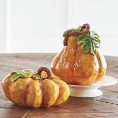 Glossy Finish Tabletop Pumpkin Gourds Set of 2