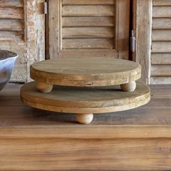Footed Rustic Round Risers Set of 2