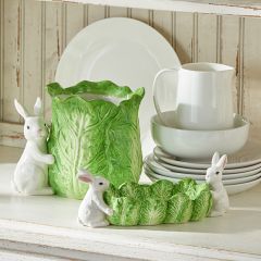 Ceramic Cabbage With Bunnies Tray