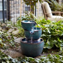 Ceramic Leaf Print Garden Fountain