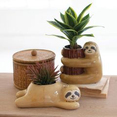 Ceramic Sloth Tabletop Planters Set of 2
