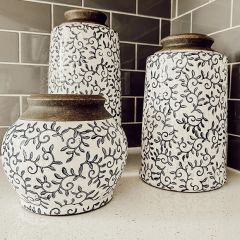 Ceramic Transferware Tabletop Vase