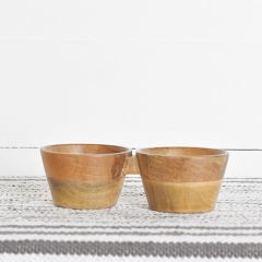 Double Bowl Wooden Dish