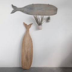 Reclaimed Wood Whale Wall Decor Set of 2