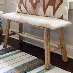 Wood Bench With Goat Fur