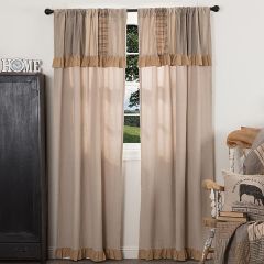 Chambray Curtain With Patchwork Valance Panel Set of 2