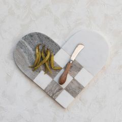 Checkered Heart Charcuterie Board With Knife