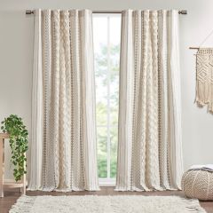 Chenille Stripe Ivory Panel Curtain