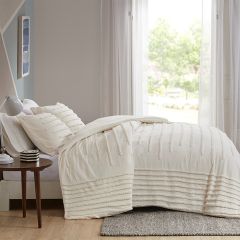 Chenille Vertical Stripe 3 Piece Comforter Set