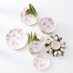 Cherry Blossom Enameled Gold Plate Set of 3