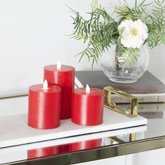 Cherry Red Flameless Candle Set of 3