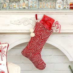 Chevron Embroidered Velvet Christmas Stocking