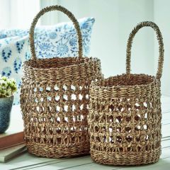 Chic Accents Handwoven Seagrass Basket Set of 2