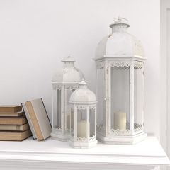Chic Farmhouse Dome Top Candle Lanterns Set of 3