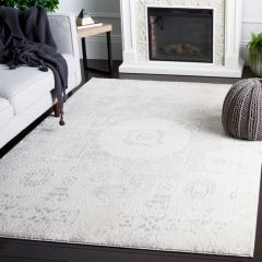 Chic Farmhouse Patterned Ivory/Grey Area Rug
