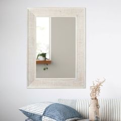 Chic Farmhouse Whitewash Wood Framed Wall Mirror
