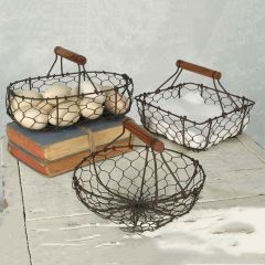 Chicken Wire Basket With Handle Set of 3