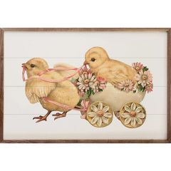 Chicks In Wagon White Wall Art