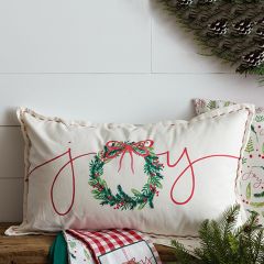 Christmas Joy Wreath Accent Pillow