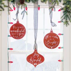 Christmas Phrases Metal Ornament Set of 3
