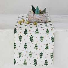 Christmas Tree Print Cotton Table Runner