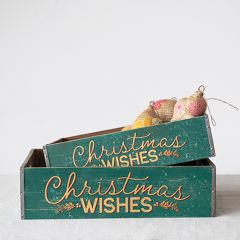 Christmas Wishes Wood Crate Set of 2