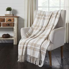 Classic Country Wheat Plaid Fringed Throw