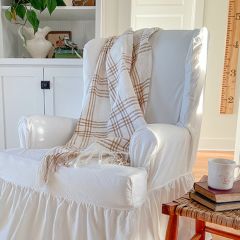 Classic Country Wheat Plaid Fringed Throw
