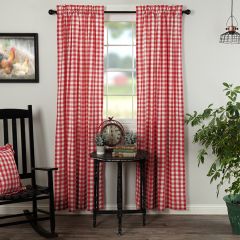 Classic Farmhouse Red Check Curtain Panels Set of 2