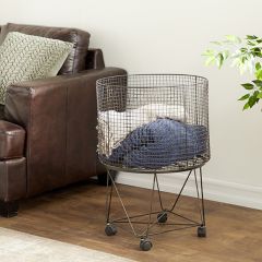 Classic Farmhouse Rolling Wire Laundry Basket