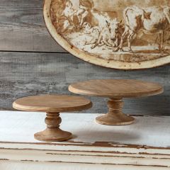 Classic Pedestal Wood Cake Stand Set of 2