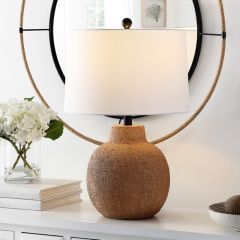 Clay Pot Inspired Drum Shade Table Lamp