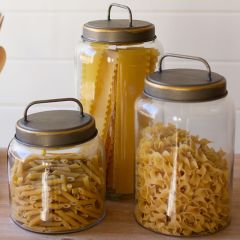 Clear Glass Canister With Lid Set of 3