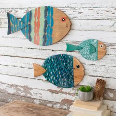 Coastal Classics Painted Wooden Fish Wall Decor Set of 3