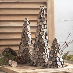 Coconut Button Tabletop Cone Trees Set of 3