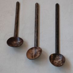 Coconut Shell Spoon With Wood Handle Set of 3