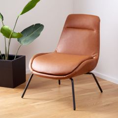 Cognac Mid Mod Accent Chair