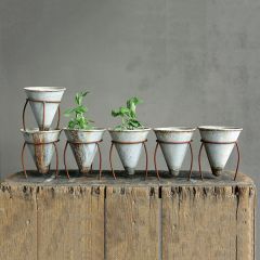 Cone Shaped Tin Flower Pots