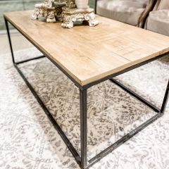 Contemporary Style Wood and Metal Coffee Table
