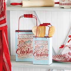 Cookies and Candy Canes Metal Shopping Bag Set of 2