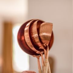 Copper Scoops With Rattan Wrapped Handles Set of 4