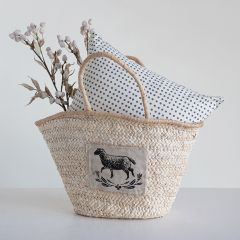 Corn Husk Tote Bag With Sheep Patch